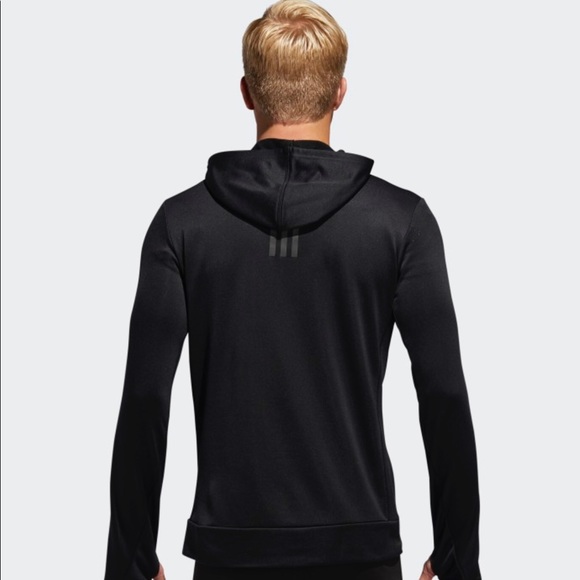 Adidas Owns the Run Hoodie Black Climalite Sz M - Picture 2 of 8